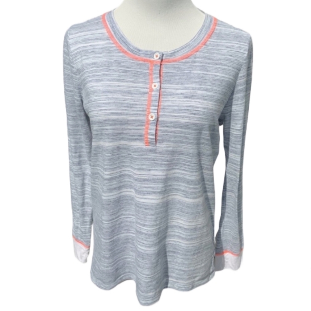 Talbots   Women's M   Long Sleeve   Top   Blue & White